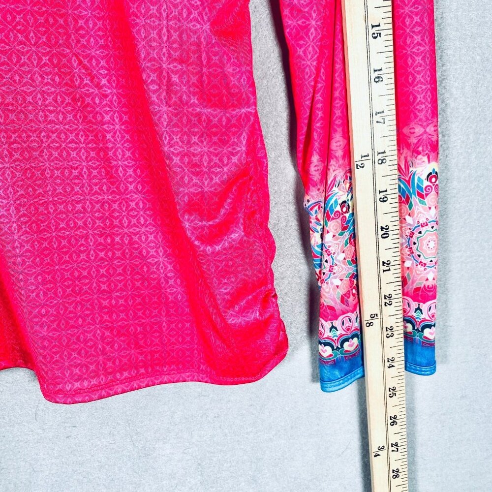 Lucky In Love Shirt Womens L Hot Pink Long Sleeve Pullover Tennis UPF 50 - Picture 13 of 14